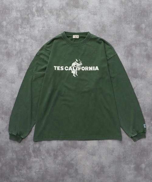 The Endless Summer(エンドレスサマー)の「TES CALIFORNIA LOGO PIGMENT LONG SLEEVE BIG T-SHIRT / ロンT(Tシャツ/カットソー・メンズ・グリーン/ネイビー/ブラック/サックスブルー・SMALL/MEDIUM/LARGE/X-LARGE)」の2枚目の写真