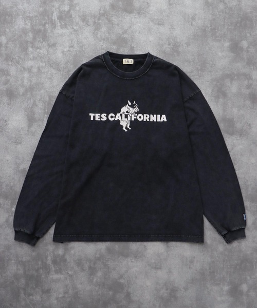 The Endless Summer(エンドレスサマー)の「TES CALIFORNIA LOGO PIGMENT LONG SLEEVE BIG T-SHIRT / ロンT(Tシャツ/カットソー・メンズ・グリーン/ネイビー/ブラック/サックスブルー・SMALL/MEDIUM/LARGE/X-LARGE)」の1枚目の写真