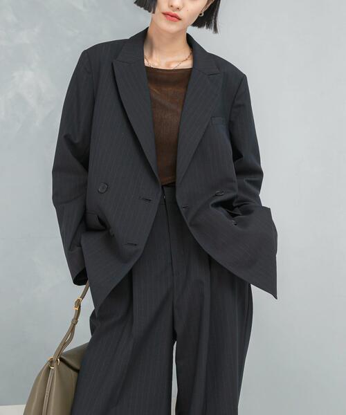 URBAN RESEARCH ROSSO WOMEN(アーバンリサーチ ロッソ)の「ウール混防シワテーラードジャケット(その他アウター・レディース・グレー/ネイビー・38/36)」の5枚目の写真