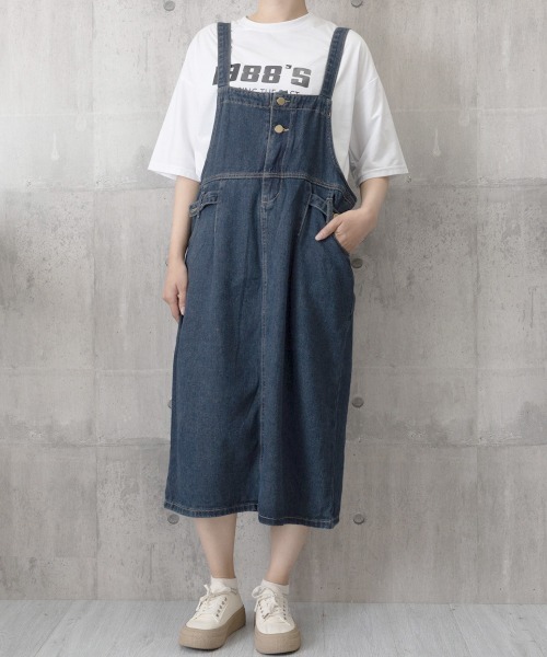 Dior サロペット デニム ワンピース セール】サロペット デニムワンピース 体型カバー（サロペット