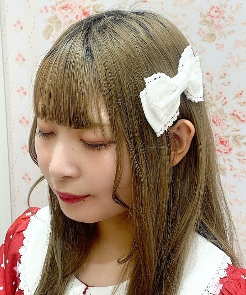 Chalmiere（シャルミエール）の「リボンクリップセット（バレッタ/ヘアクリップ・レディース・ネイビー/ホワイト/レッド/グリーン/ピンク/サックスブルー/ブラック・FREE）」の2枚目の写真