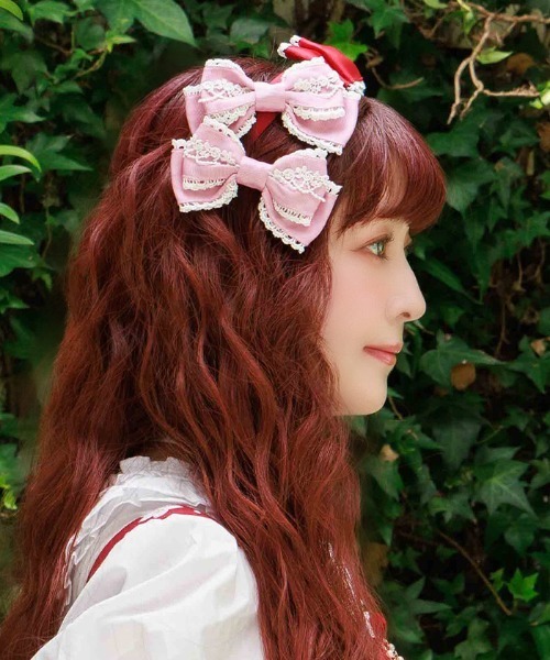 Chalmiere（シャルミエール）の「リボンクリップセット（バレッタ/ヘアクリップ・レディース・ネイビー/ホワイト/レッド/グリーン/ピンク/サックスブルー/ブラック・FREE）」の7枚目の写真