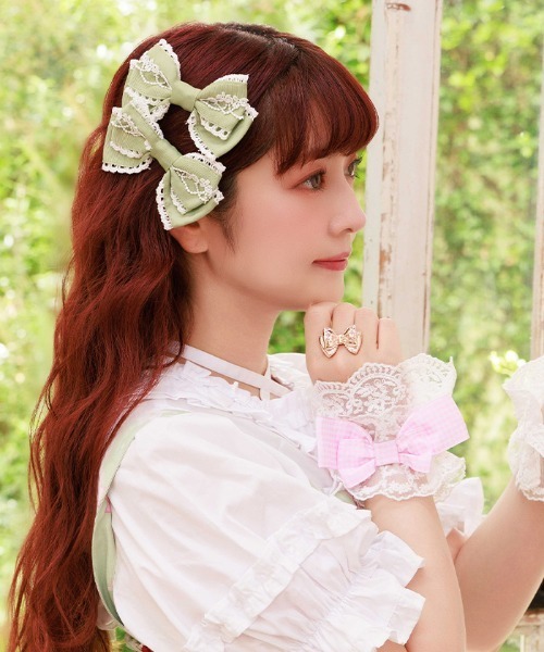 Chalmiere（シャルミエール）の「リボンクリップセット（バレッタ/ヘアクリップ・レディース・ネイビー/ホワイト/レッド/グリーン/ピンク/サックスブルー/ブラック・FREE）」の4枚目の写真