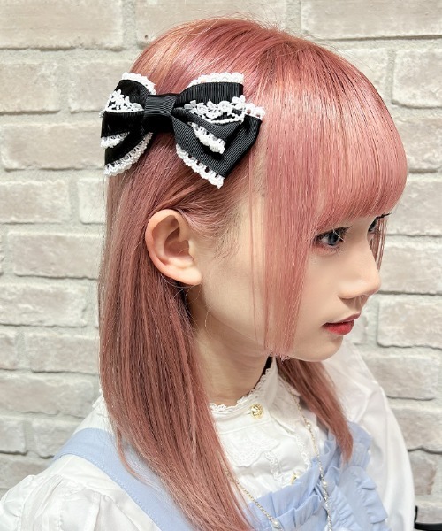 Chalmiere（シャルミエール）の「リボンクリップセット（バレッタ/ヘアクリップ・レディース・ネイビー/ホワイト/レッド/グリーン/ピンク/サックスブルー/ブラック・FREE）」の3枚目の写真
