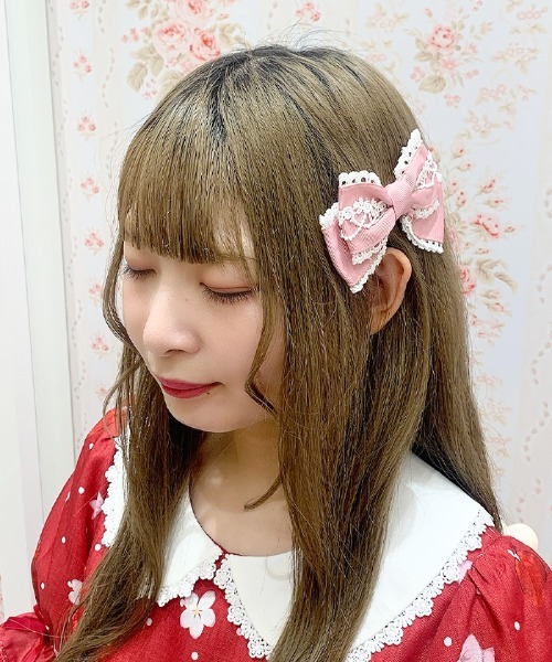 Chalmiere（シャルミエール）の「リボンクリップセット（バレッタ/ヘアクリップ・レディース・ネイビー/ホワイト/レッド/グリーン/ピンク/サックスブルー/ブラック・FREE）」の17枚目の写真