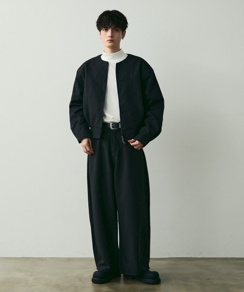 セール】No-Collar Zip Blouson / ノーカラージップブルゾン