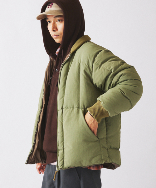 NANGA（ナンガ）の「NANGA / ナンガ 別注 リブ ダウンジャケット（ダウンジャケット/コート・メンズ・エメラルドブルー/ブラック/サファリグリーン・LARGE/MEDIUM）」の6枚目の写真