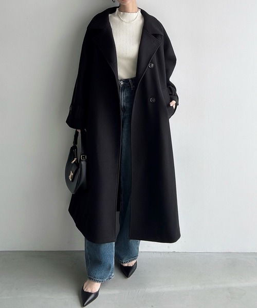 【楼様→ 】ミリタリーロングコート✴︎クリーニング済 清潔品 セーラーカラーロングコート [K1133] - レディースファッション通販