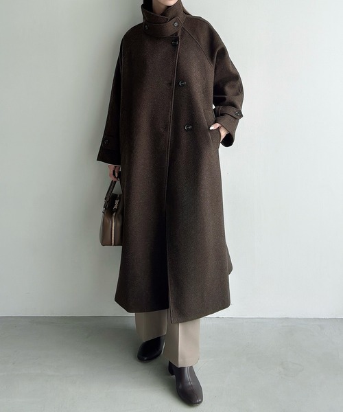 Meiru（メイル）の「3wayカラーロングコート（ステンカラーコート・レディース・ブラウン/ブラック/ダークグレー・SMALL/LARGE/MEDIUM）」の10枚目の写真