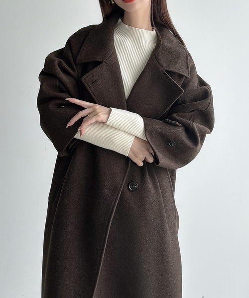Meiru（メイル）の「3wayカラーロングコート（ステンカラーコート・レディース・ブラウン/ブラック/ダークグレー・SMALL/LARGE/MEDIUM）」の12枚目の写真