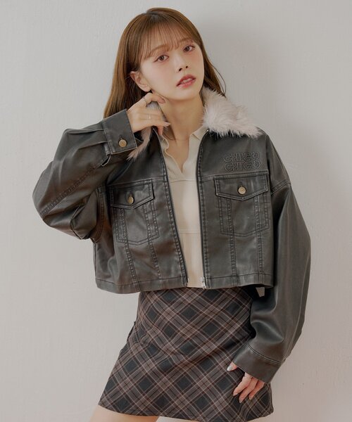 KTZ 短丈ブルゾン WEB限定】ファー取り外し胸ロゴショート丈ブルゾン(ブルゾン