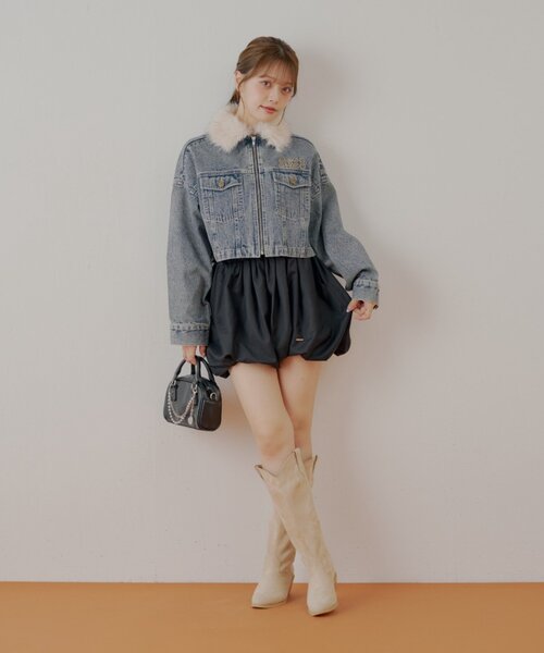 Chico（チコ）の「【WEB限定】ファー取り外し胸ロゴショート丈ブルゾン（ブルゾン・レディース・ブラウン/キャメル/ブルー・MEDIUM/SMALL）」の7枚目の写真