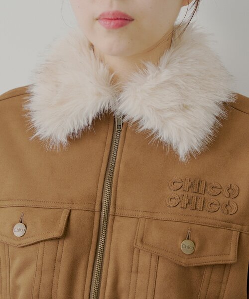 WEB限定】ファー取り外し胸ロゴショート丈ブルゾン（ブルゾン）｜Chico