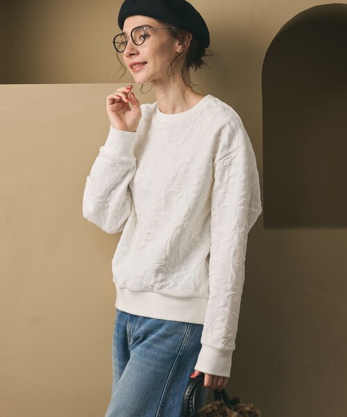 BEAUTY&YOUTH UNITED ARROWS（ビューティーアンドユースユナイテッドアローズ）の「ボタニカルジャガード プルオーバー（Tシャツ/カットソー・レディース・ブラック/ダークグレー/オフホワイト/ライム・FREE）」の6枚目の写真