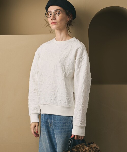 BEAUTY&YOUTH UNITED ARROWS（ビューティーアンドユースユナイテッドアローズ）の「ボタニカルジャガード プルオーバー（Tシャツ/カットソー・レディース・ブラック/ダークグレー/オフホワイト/ライム・FREE）」の7枚目の写真