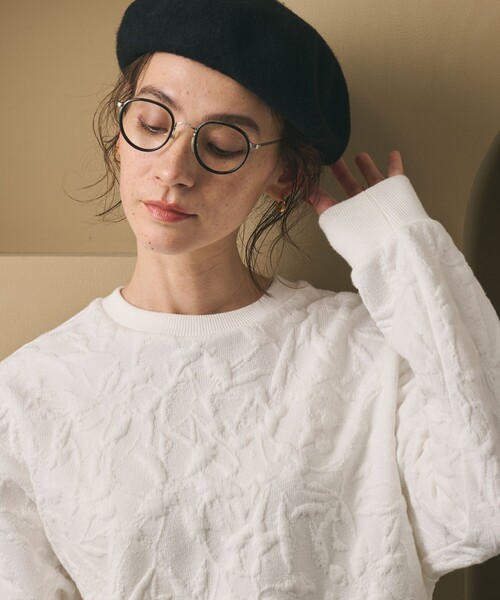 BEAUTY&YOUTH UNITED ARROWS（ビューティーアンドユースユナイテッドアローズ）の「ボタニカルジャガード プルオーバー（Tシャツ/カットソー・レディース・ブラック/ダークグレー/オフホワイト/ライム・FREE）」の8枚目の写真