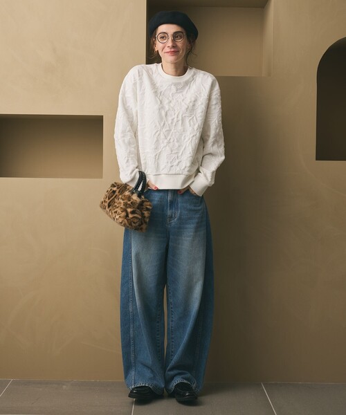 BEAUTY&YOUTH UNITED ARROWS（ビューティーアンドユースユナイテッドアローズ）の「ボタニカルジャガード プルオーバー（Tシャツ/カットソー・レディース・ブラック/ダークグレー/オフホワイト/ライム・FREE）」の9枚目の写真