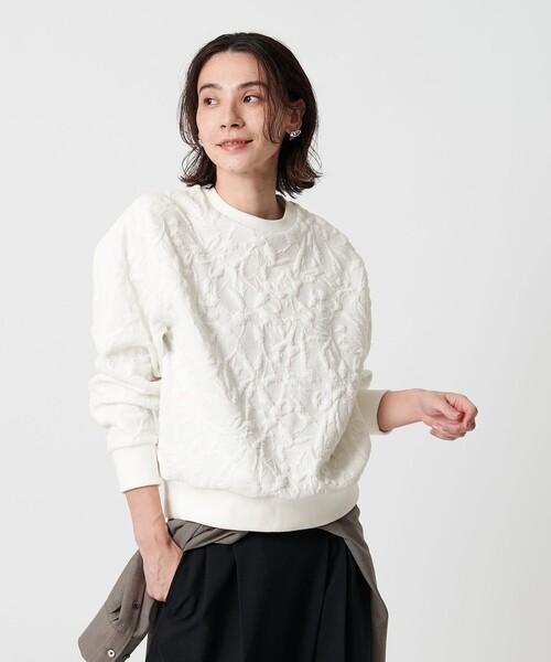 BEAUTY&YOUTH UNITED ARROWS（ビューティーアンドユースユナイテッドアローズ）の「ボタニカルジャガード プルオーバー（Tシャツ/カットソー・レディース・ブラック/ダークグレー/オフホワイト/ライム・FREE）」の12枚目の写真