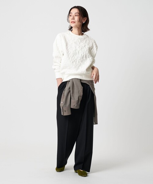 BEAUTY&YOUTH UNITED ARROWS（ビューティーアンドユースユナイテッドアローズ）の「ボタニカルジャガード プルオーバー（Tシャツ/カットソー・レディース・ブラック/ダークグレー/オフホワイト/ライム・FREE）」の13枚目の写真