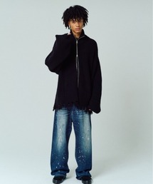 【ADAMPATEK/アダムパテック】cotton wool damaged driver’s knit ドライバーズニット
