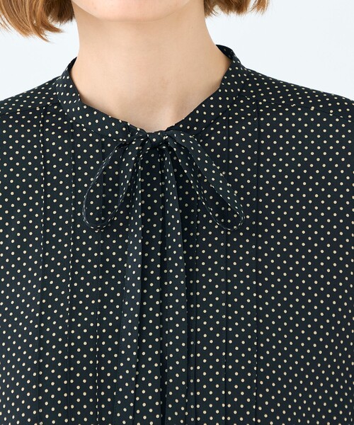 ミニドットプリント スリムボウタイブラウス（シャツ/ブラウス
