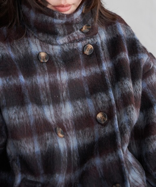 VENCEEXCHANGE(ヴァンスエクスチェンジ)の「シャギーチェックスタンドコート(その他アウター・レディース・オレンジ系/ブルー系・FREE)」の17枚目の写真