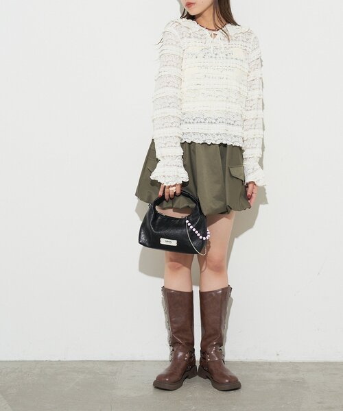 GRAIN（グレイン）の「【GRAIN/グレイン】ビーズチャーム付き2wayハンドバッグ（トートバッグ・レディース・ブラック/レッド/サックスブルー・FREE）」の9枚目の写真