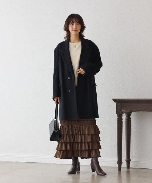RIVE DROITE(リヴドロワ)の「【大人ハンサム】ウールビーバーテーラードコート(その他アウター・レディース・グレー/ブラック・38/36)」の3枚目の写真