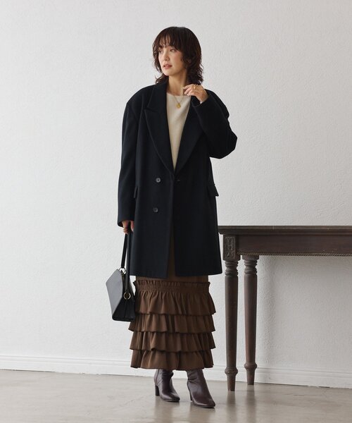 RIVE DROITE(リヴドロワ)の「【大人ハンサム】ウールビーバーテーラードコート(その他アウター・レディース・グレー/ブラック・38/36)」の4枚目の写真