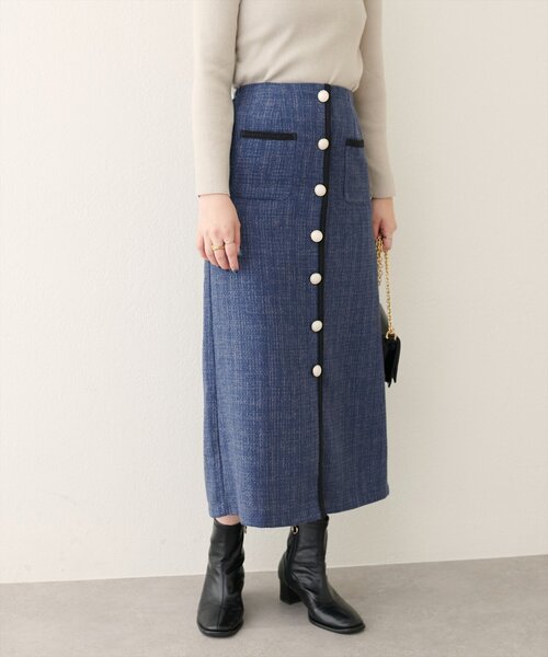 natural couture(ナチュラルクチュール)の「【WEB限定】ブレードテープ使いツイードスカート(スカート・レディース・ブラウン/アイボリー/ブラック/ブルー/チャコールグレー・FREE)」の5枚目の写真