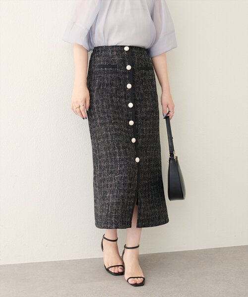 natural couture(ナチュラルクチュール)の「【WEB限定】ブレードテープ使いツイードスカート(スカート・レディース・ブラウン/アイボリー/ブラック/ブルー/チャコールグレー・FREE)」の3枚目の写真