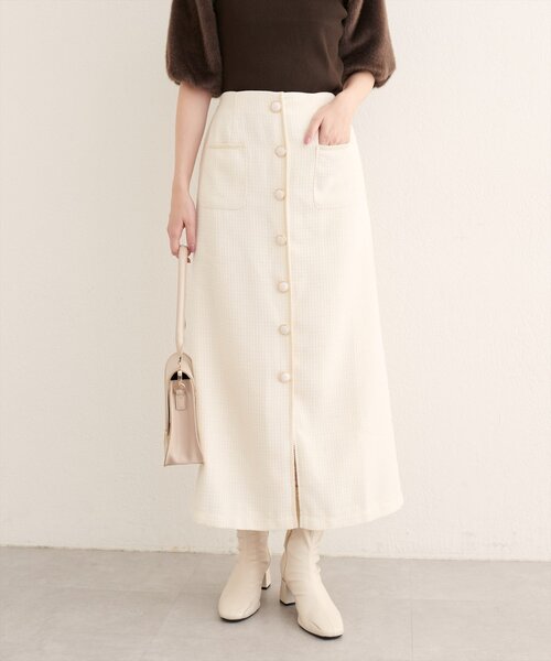 natural couture(ナチュラルクチュール)の「【WEB限定】ブレードテープ使いツイードスカート(スカート・レディース・ブラウン/アイボリー/ブラック/ブルー/チャコールグレー・FREE)」の9枚目の写真