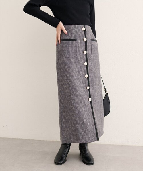 natural couture(ナチュラルクチュール)の「【WEB限定】ブレードテープ使いツイードスカート(スカート・レディース・ブラウン/アイボリー/ブラック/ブルー/チャコールグレー・FREE)」の11枚目の写真