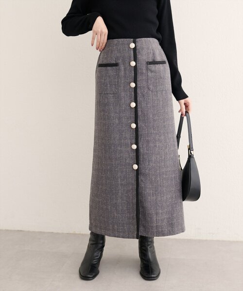 natural couture(ナチュラルクチュール)の「【WEB限定】ブレードテープ使いツイードスカート(スカート・レディース・ブラウン/アイボリー/ブラック/ブルー/チャコールグレー・FREE)」の15枚目の写真
