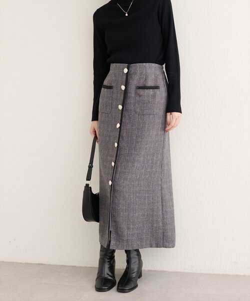 natural couture(ナチュラルクチュール)の「【WEB限定】ブレードテープ使いツイードスカート(スカート・レディース・ブラウン/アイボリー/ブラック/ブルー/チャコールグレー・FREE)」の13枚目の写真