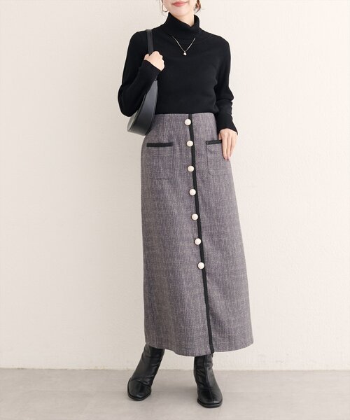 natural couture(ナチュラルクチュール)の「【WEB限定】ブレードテープ使いツイードスカート(スカート・レディース・ブラウン/アイボリー/ブラック/ブルー/チャコールグレー・FREE)」の17枚目の写真
