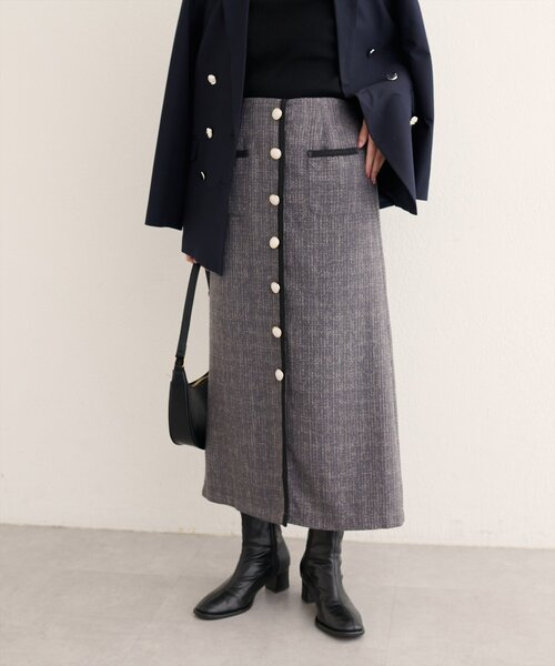 natural couture(ナチュラルクチュール)の「【WEB限定】ブレードテープ使いツイードスカート(スカート・レディース・ブラウン/アイボリー/ブラック/ブルー/チャコールグレー・FREE)」の12枚目の写真