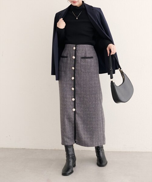 natural couture(ナチュラルクチュール)の「【WEB限定】ブレードテープ使いツイードスカート(スカート・レディース・ブラウン/アイボリー/ブラック/ブルー/チャコールグレー・FREE)」の16枚目の写真