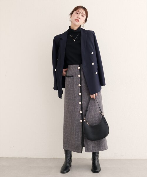 natural couture(ナチュラルクチュール)の「【WEB限定】ブレードテープ使いツイードスカート(スカート・レディース・ブラウン/アイボリー/ブラック/ブルー/チャコールグレー・FREE)」の14枚目の写真