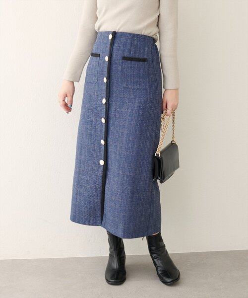 セール】【WEB限定】ブレードテープ使いツイードスカート（スカート
