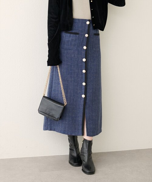 natural couture(ナチュラルクチュール)の「【WEB限定】ブレードテープ使いツイードスカート(スカート・レディース・ブラウン/アイボリー/ブラック/ブルー/チャコールグレー・FREE)」の21枚目の写真