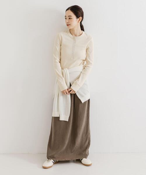 URBAN RESEARCH（アーバンリサーチ）の「ヘンリーネックリブカットソー（Tシャツ/カットソー・レディース・ホワイト系その他/ブラック・FREE）」の9枚目の写真