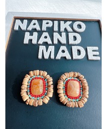 【NAPIKO】ウッド♡マーブルカボション☆ビーズアクセサリー◇マルチ/ピアス(MA)