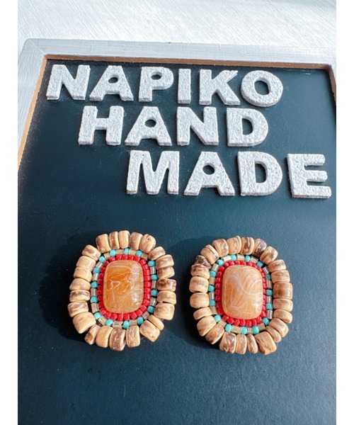 tone(トーン)の「【NAPIKO】ウッド♡マーブルカボション☆ビーズアクセサリー◇マルチ/ピアス(MA)(ピアス(両耳用)・レディース・マルチ・FREE)」の1枚目の写真