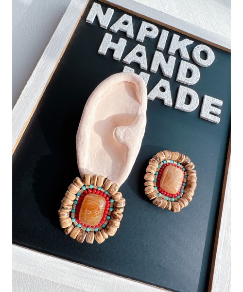 tone(トーン)の「【NAPIKO】ウッド♡マーブルカボション☆ビーズアクセサリー◇マルチ/ピアス(MA)(ピアス(両耳用)・レディース・マルチ・FREE)」の3枚目の写真