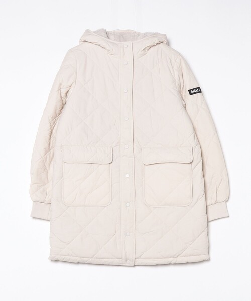 AIGLE（エーグル）の「DUPONT SORONA中綿 撥水 インサレーション リバーシブル キルティングボアジャケット（ダウンジャケット/コート・レディース・ブラック/グレー/ライトグレー・38/36/40）」の12枚目の写真