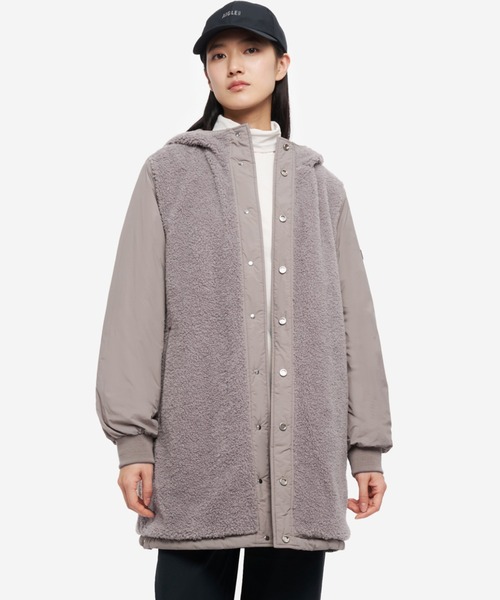 AIGLE（エーグル）の「DUPONT SORONA中綿 撥水 インサレーション リバーシブル キルティングボアジャケット（ダウンジャケット/コート・レディース・ブラック/グレー/ライトグレー・38/36/40）」の3枚目の写真