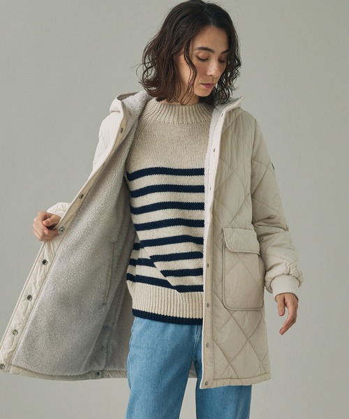 AIGLE（エーグル）の「DUPONT SORONA中綿 撥水 インサレーション リバーシブル キルティングボアジャケット（ダウンジャケット/コート・レディース・ブラック/グレー/ライトグレー・38/36/40）」の6枚目の写真