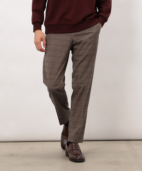 COMME CA ISM（コムサイズム）の「【スマートベーシックパンツ】両面起毛ストレッチツイル チェック  テーパードスラックス（スラックス・メンズ・チャコール/ブラウン・X-LARGE/LARGE/MEDIUM/SMALL）」の2枚目の写真
