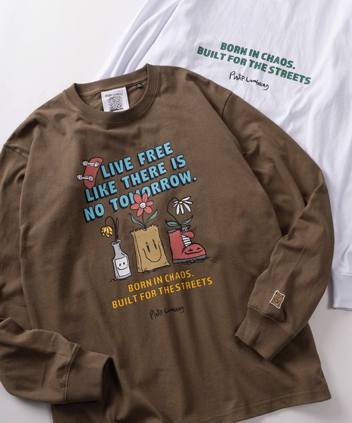 Philip Lumbang(フィリップランバン)の「【75】【Philip Lumbang/フィリップ・ランバン】グラフィックプリント ロングスリーブTシャツ(Tシャツ/カットソー・メンズ・ホワイト/ブラウン/ブラック/チャコールグレー/グレー・M/L/XL)」の1枚目の写真